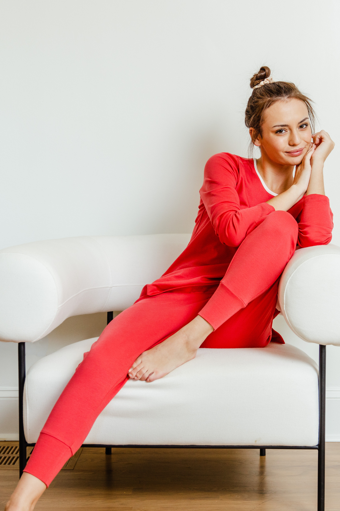 PIMA LONG SLEEVE JOGGER SET IN RED